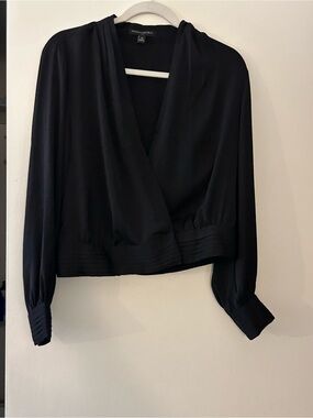 Banana Republic Black Draped Surplice Blouse